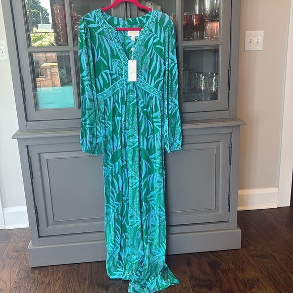 NWT Lilly Pulitzer Wexlee Maxi Dress Fiddle Leaf Green Its A Jungle Size 8 - Picture 5 of 5